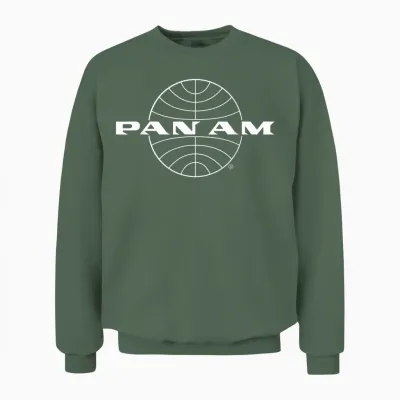 Pan Am Classic Weißes Logo Unisex Sweatshirt - Military Green