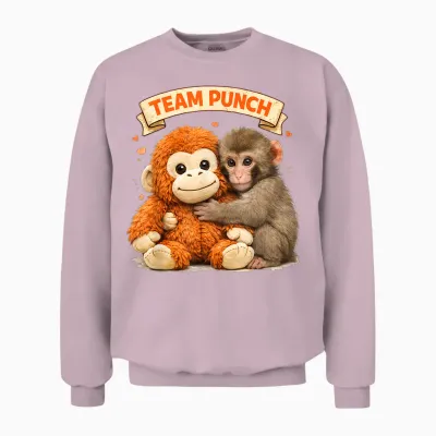 Cute Monkey Punch Panchi Kun Japan Baby Monkey Team Punch Unisex Sweatshirt - Light Pink