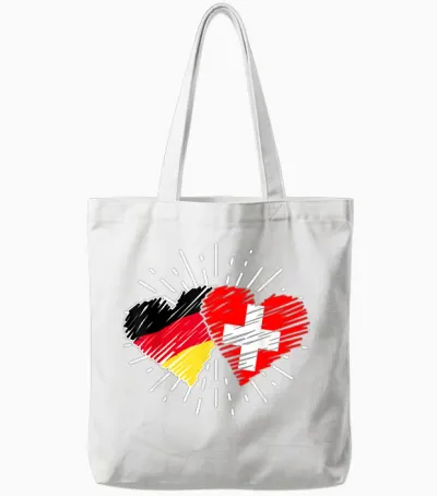 Deutschland Schweiz Freundschaft Herz Flagge Suisse Tote Bags - White