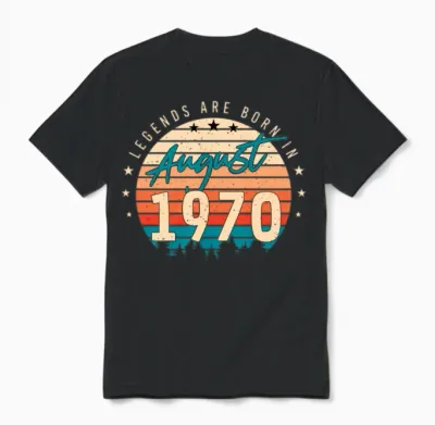 Retro 1970 in August Unisex T-Shirt - Black