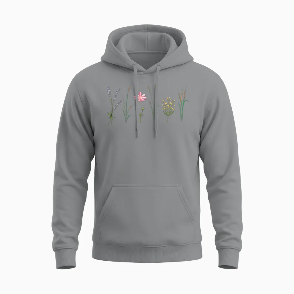 Wild Flower Floral & Botanical Gift Unisex Hoodie in Sport Grey