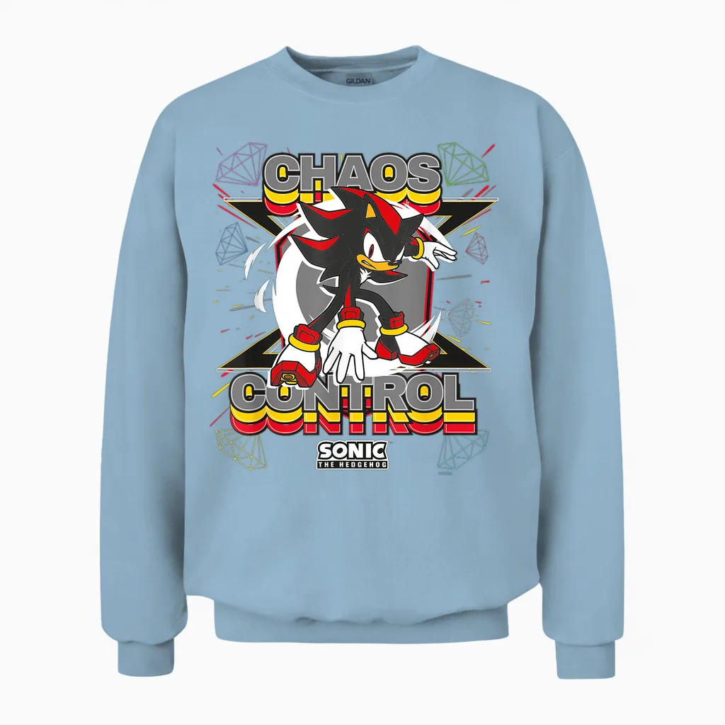 Sonic the Hedgehog - Shadow the Hedgehog Chaos Control T-Shirt, Black, S Unisex Sweatshirt in Light Blue