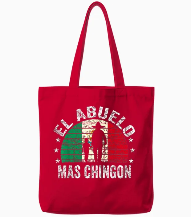 El Abuelo Mas Chingon Mexican Grandpa Cinco De Mayo Tote Bags in Red