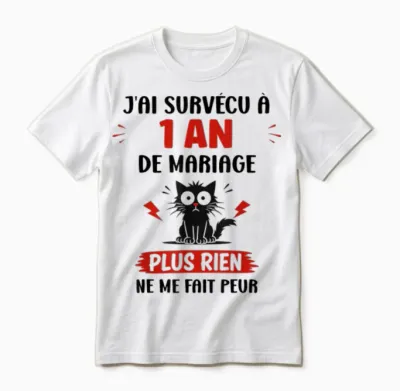 Couple 1 an Blague Humour Anniversaire 1 an De Mariage Unisex T-Shirt - White