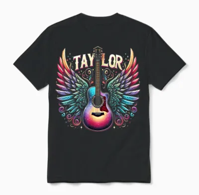 Girl Retro Taylor Custom Name Groovy 80s T-Shirt, Black, S Unisex T-Shirt - Black