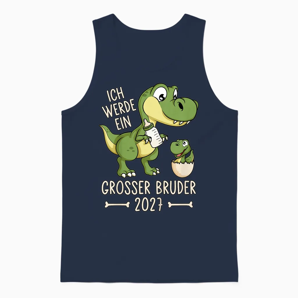 Kinder Geschwister Baby Dino Ich Werde Ein Großer Bruder 2027 Unisex Tank Top in Navy