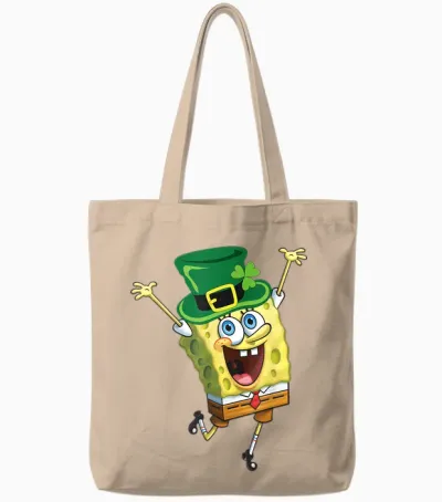 Mademark X Spongebob Squarepants - Spongebob Squarepants St Patricks Day Tote Bags - Natural