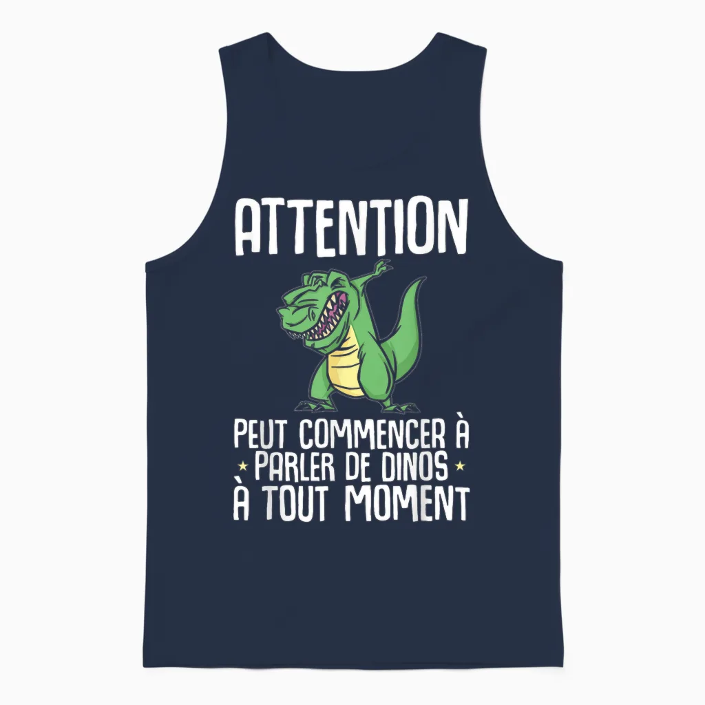 Dinosaur Attention Can Start Talking About Dinos T-Rex T-Shirt, Black, S Unisex Tank Top in Navy