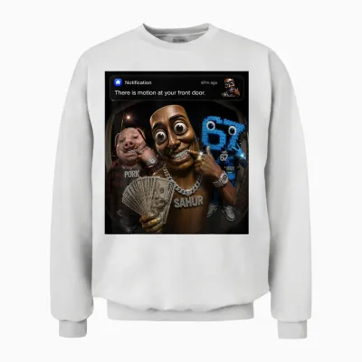 John Pork Tung Tung Tung Sahur 67 Meme Funny Brainrot Unisex Sweatshirt - White