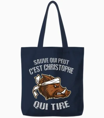 Hunter Name Christophe - Funny Boar Bad Shooter Tote Bags - Navy