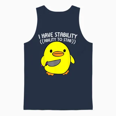 Lustige Ente Geschenke Sarkastische Meme Süße Chibi Ente Mit Messer Unisex Tank Top - Navy