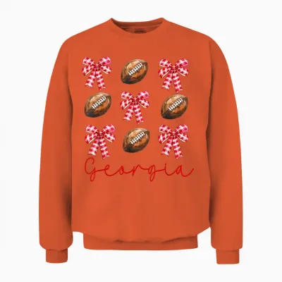 Georgia Coquette Red Bow Ga Women Girls Kids Sister Unisex Sweatshirt - Orange