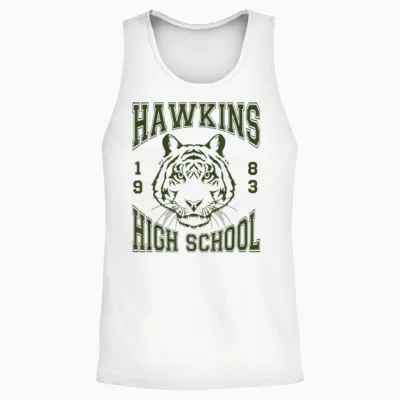 Stranger Things Hawkins High School Tiger 1983 Unisex Tank Top - White