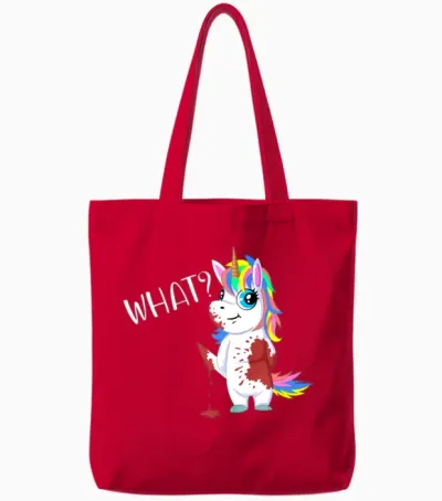 Funny Unicorn Gift Tote Bags - Red