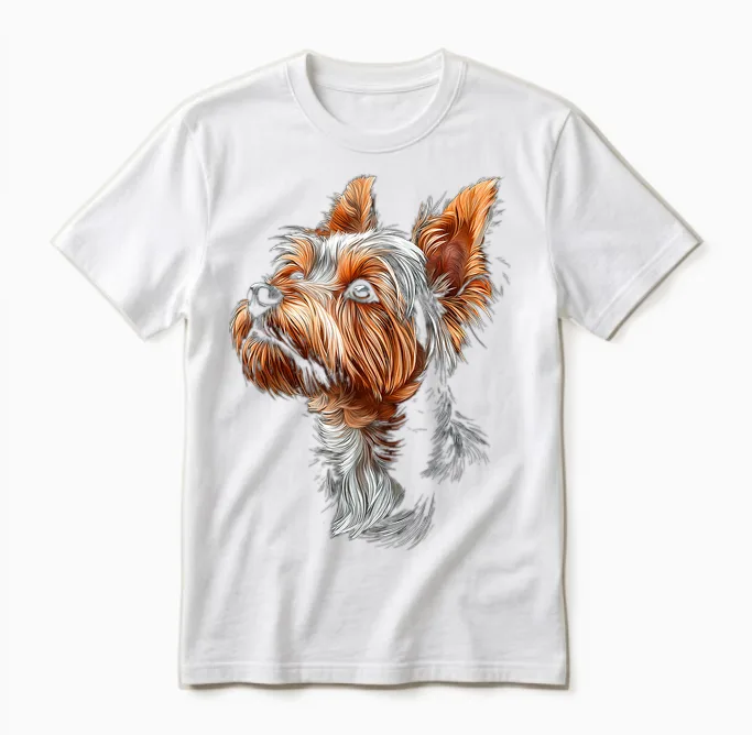 Yorkshire Terrier Dog T-Shirt, Black Unisex T-Shirt in White