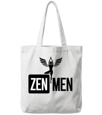 Zen Men Retro Tote Bags - White
