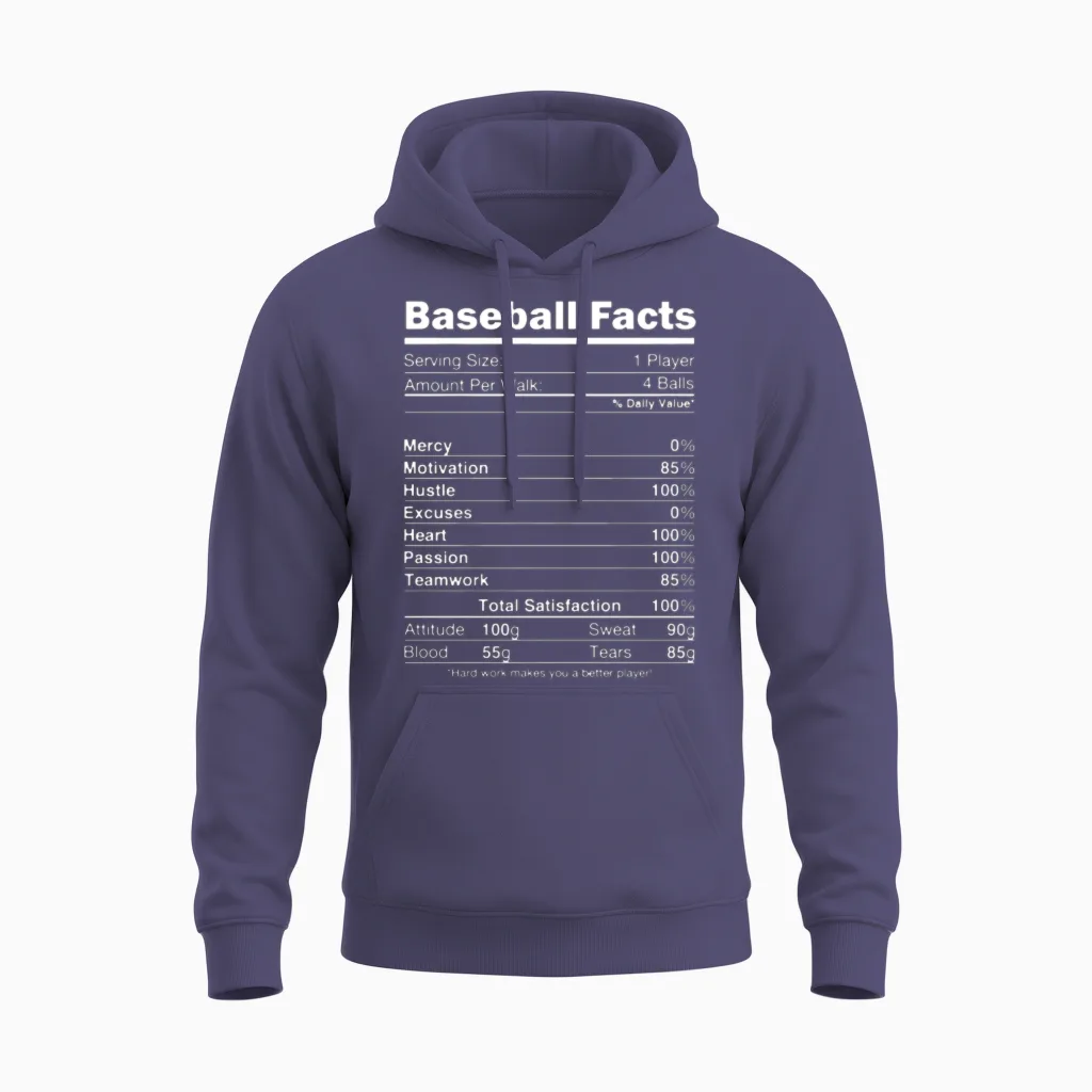 Baseball Facts & Softball Gift Unisex Hoodie in Heather Sport Dark Navy