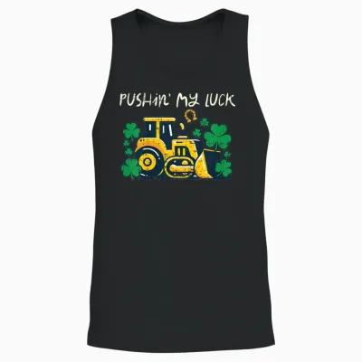 Kids St Patricks Day Bulldozer Saint Paddys Construction Boys Kid Unisex Tank Top - Black