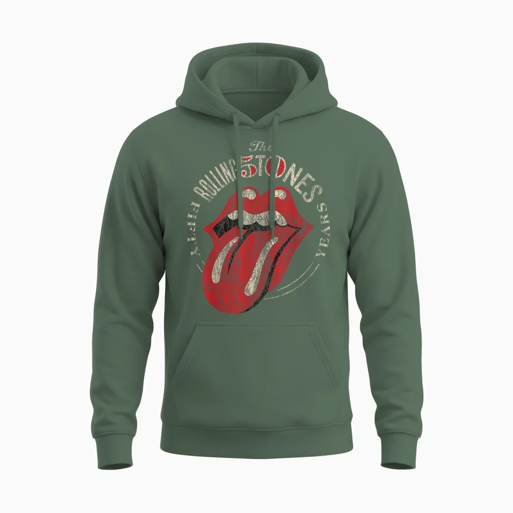 The Rolling Stones 50th Anniversary Logo Unisex Hoodie in Military Green