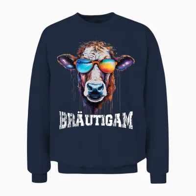 Jga T-Shirt Bräutigam Kuh Bauern & Landwirt Poltern Jga Unisex Sweatshirt - Navy