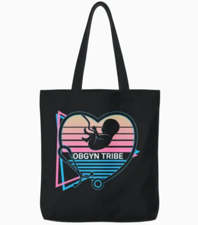 Obgyn Retro Tote Bags - Black