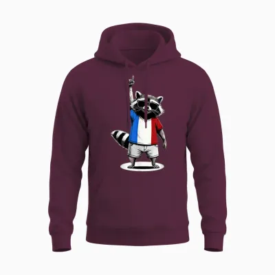 Französische Flagge Waschbär Lustig Frankreich Unisex Hoodie - Maroon
