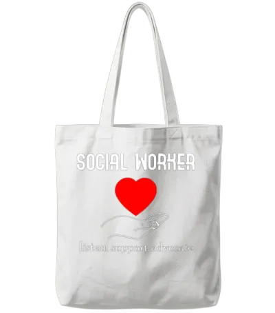 Womens Social Worker Product Graduation Social Tote Bags - White