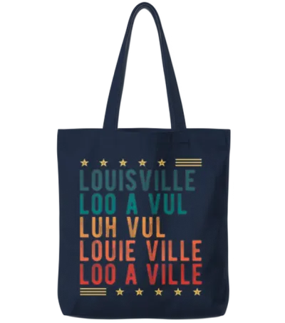 Retro Style Louisville Kentucky Skyline Tote Bags - Navy