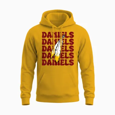 Commanders Quarterback Text Name Style Groovy Unisex Hoodie - Gold