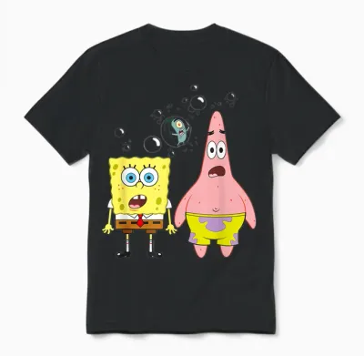 Sponge Bob Squarepants Patrick Star Squidward Bubbles Unisex T-Shirt - Black