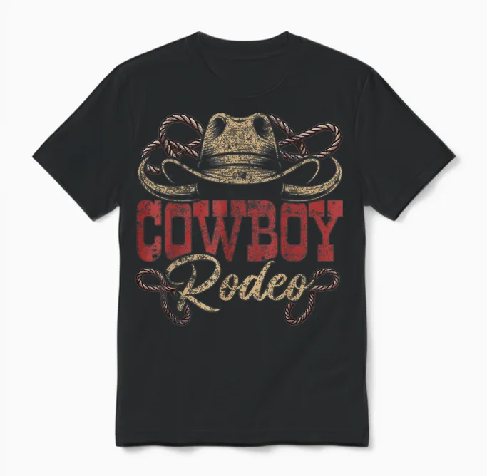 Cowboy Rodeo Wild West Rodeo Howdy Western Southern Country Unisex T-Shirt in Black