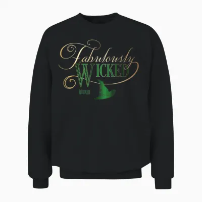 Wicked Fabulously Wicked Elphaba T-Shirt - Unisex-Adult, Black, Small, Short Sleeve, T-Shirt, Letter Print Unisex Sweatshirt - Black