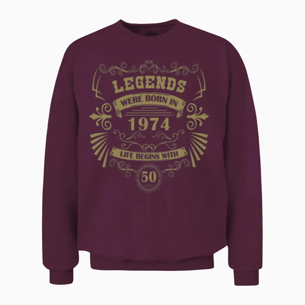 50th Birthday Vintage 1974 Vintage Western Unisex Sweatshirt in Maroon