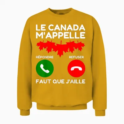 I Bar in Canada Maple Leaf: Canada Calls Me Unisex Sweatshirt - Gold