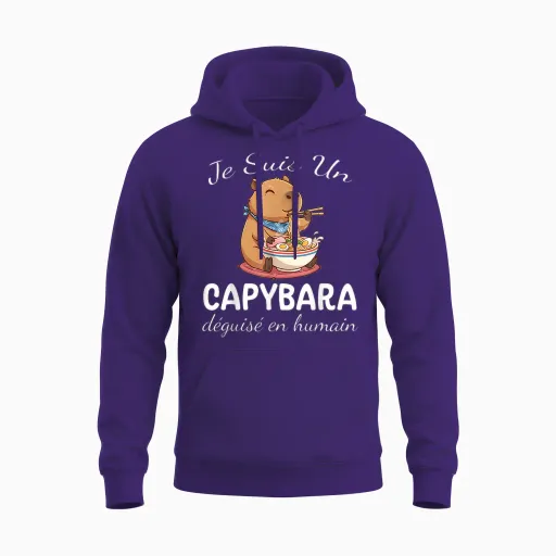 Capybara and Noodles I'm a Capybara Disguised as Human Unisex Hoodie - Purple