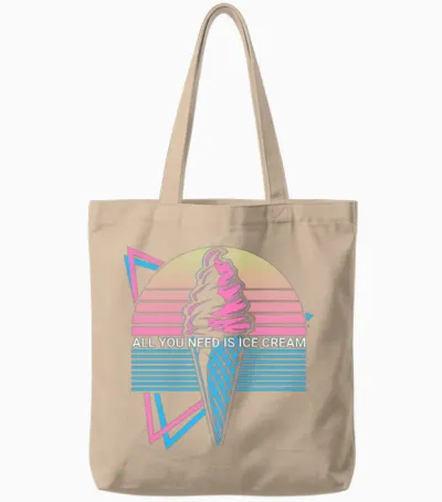Ice Cream Retro Tote Bags - Natural