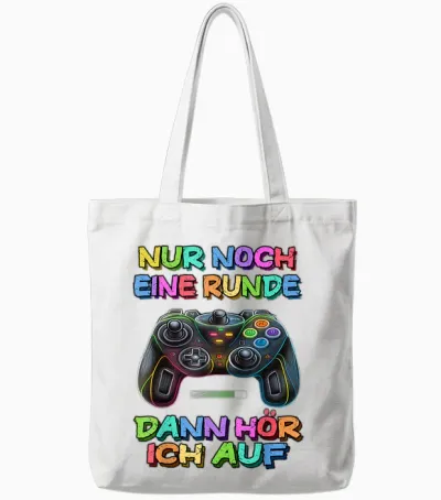T-Shirt with German Text "nur Noch Eine Runde Dann Hören" [german Language] Tote Bags - White