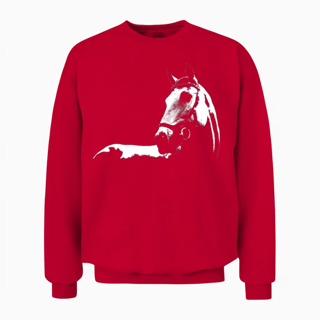 Horse Silhouette Horse Illustration Unisex Sweatshirt in Red