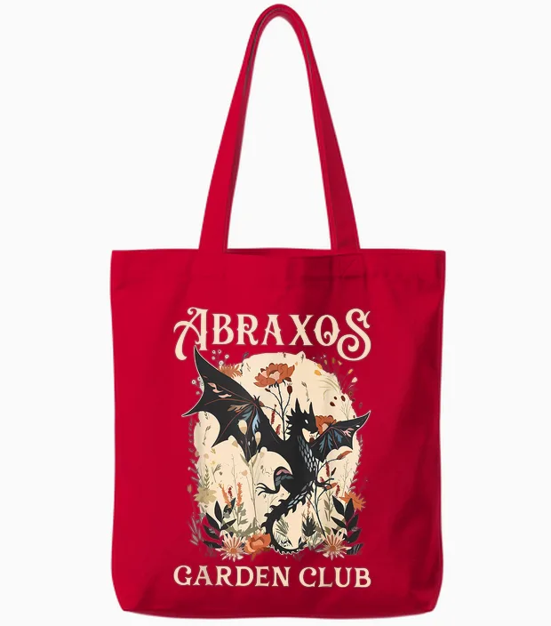 Abraxos Flower Garden Club Flower Shirt, Fantasy Book Lover Tote Bags in Red