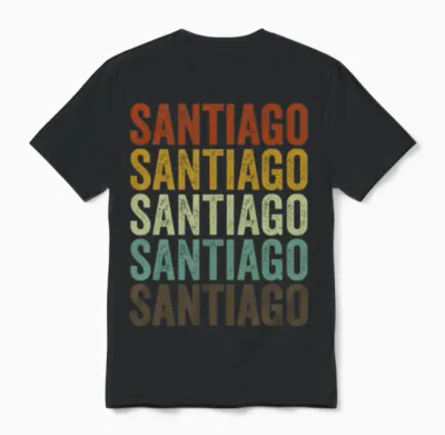 Santiago Chile Retro Vintage Unisex T-Shirt - Black