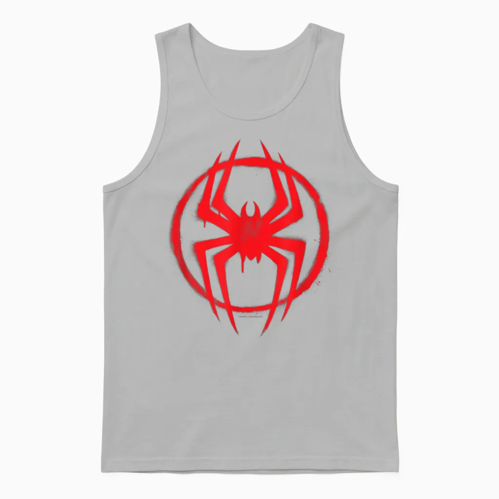 Marvel Spider-Man: Across the Spider-Verse Miles Symbol T-Shirt, Black Unisex Tank Top in Ash
