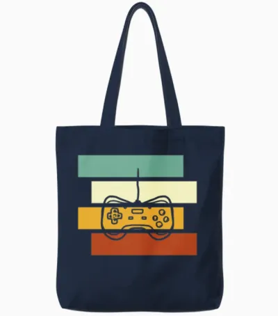 Gaming Retro Tote Bags - Navy