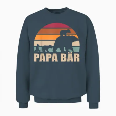 Papa Bär 3 Kinder Vatertag Dreifach Papa Von Drei Kindern Unisex Sweatshirt - Dark Heather