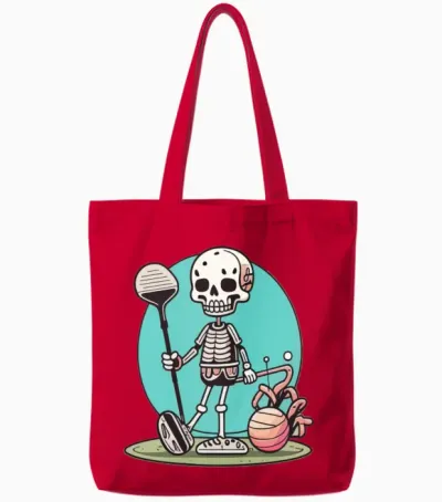 Funny Golf Skull Funny Sport Tote Bags - Red