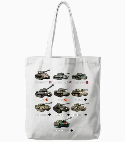 Ww2 Tanks M4 Sherman Panzer Iv Tiger Ii T-34 History Buff Tote Bags - White