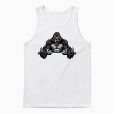 Gorilla, Beast, Body Builder Unisex Tank Top - White