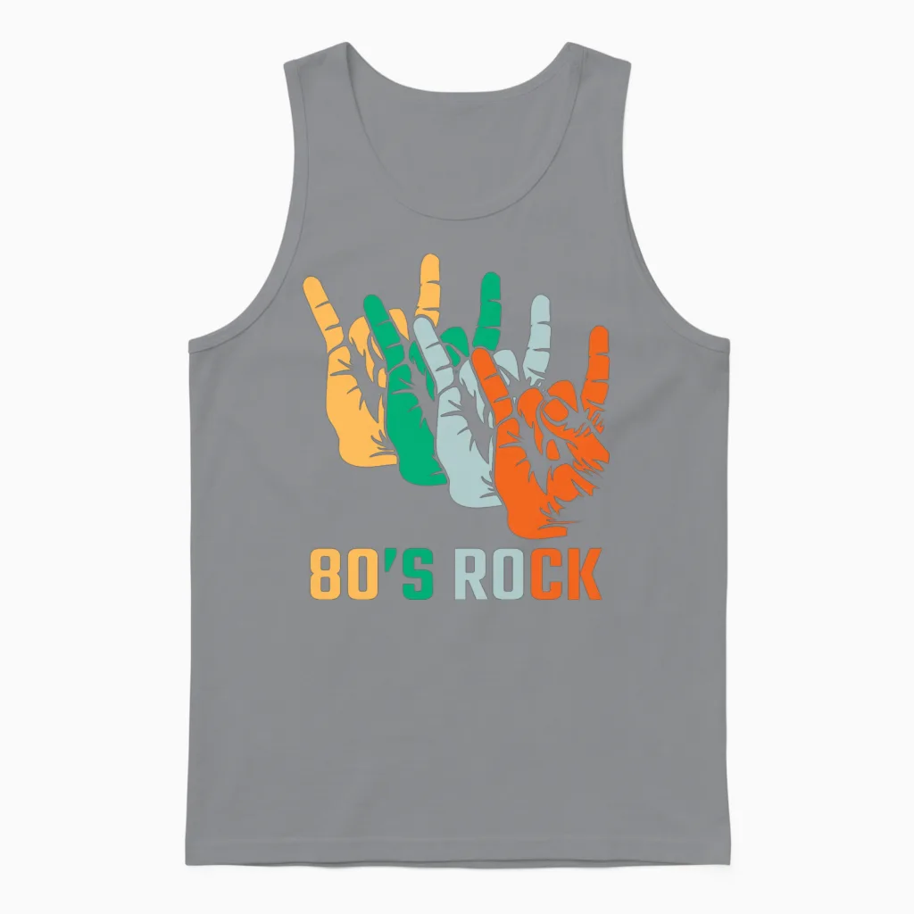 80's Rock - Retro Style Unisex Tank Top in Sport Grey
