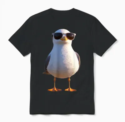 Seagull Beach North Sea Baltic Gull Silver T-Shirt, Black, S Unisex T-Shirt - Black