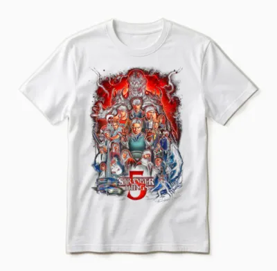 Stranger Things St5 Poster Officially Licensed Unisex T-Shirt - White