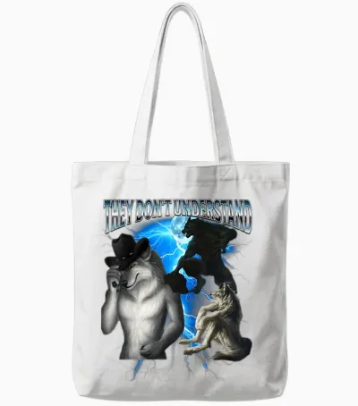 Lustiges Alpha Wolf Meme They Don't Understand Bootleg Tote Bags - White